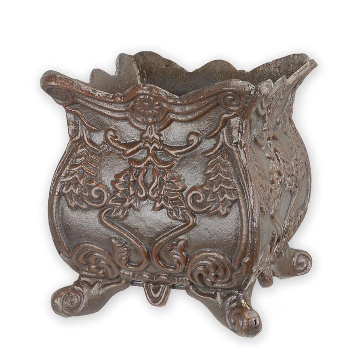 A CAST IRON PLANTER - BROWN