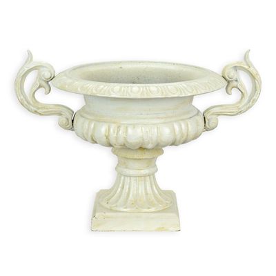 A CAST IRON PLANTER, WHITE