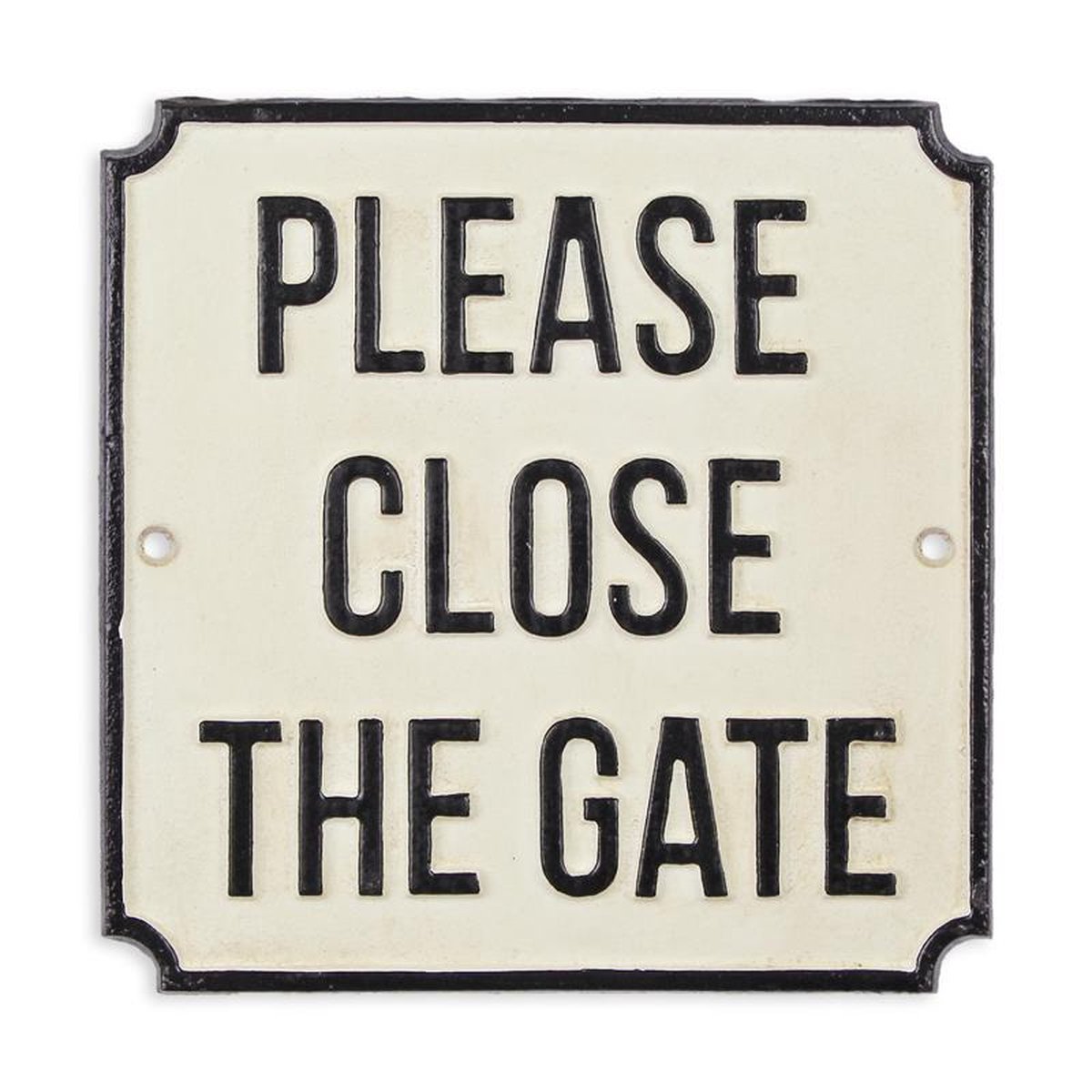 A CAST IRON PLEASE CLOSE THE GATE" SIGN"