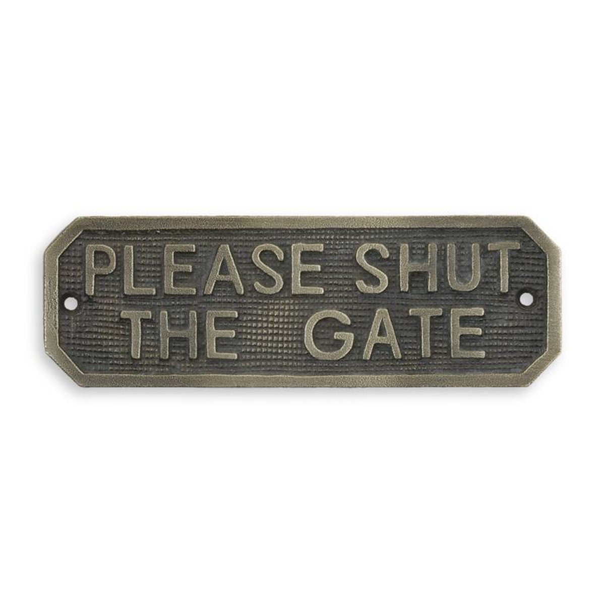 A CAST IRON PLEASE SHUT THE GATE" PLAQUE"