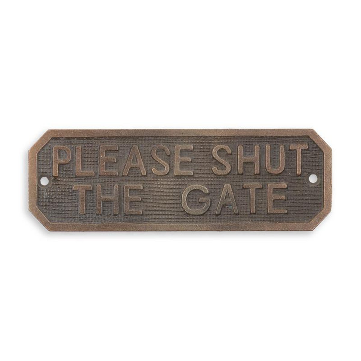 A CAST IRON PLEASE SHUT THE GATE" PLAQUE"