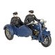 A CAST IRON POLICE MOTORBIKE WITH SIDECAR