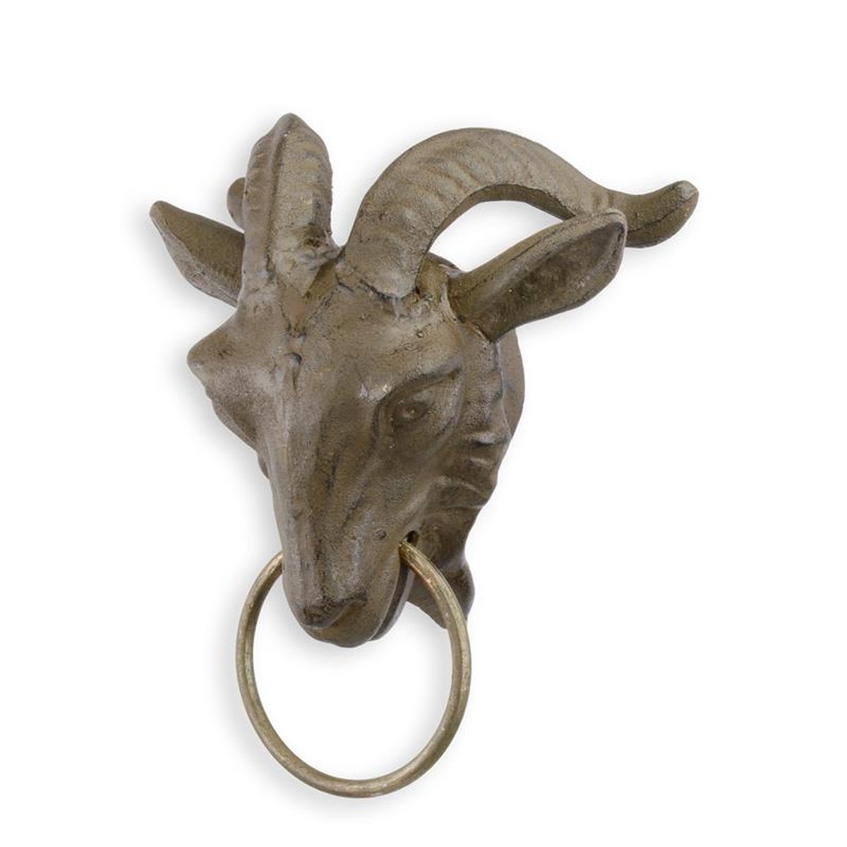 A CAST IRON RAM HEAD TOWEL HOLDER