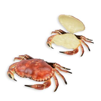 A CAST IRON RED LARGE CRAB BOX