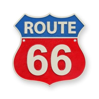 A CAST IRON "ROUTE 66" PLAQUE