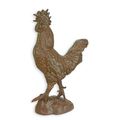 A CAST IRON SCULPTURE OF A ROOSTER, BROWN