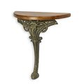 A CAST IRON SIDE TABLE MOUNTED WITH WOODEN TOP - BRONZE LOOK