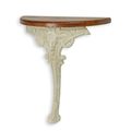A CAST IRON SIDE TABLE MOUNTED WITH WOODEN TOP - WHITE