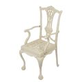 A CAST IRON SINGLE DOLL CHAIR, WHITE
