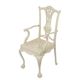 A CAST IRON SINGLE DOLL CHAIR, WHITE