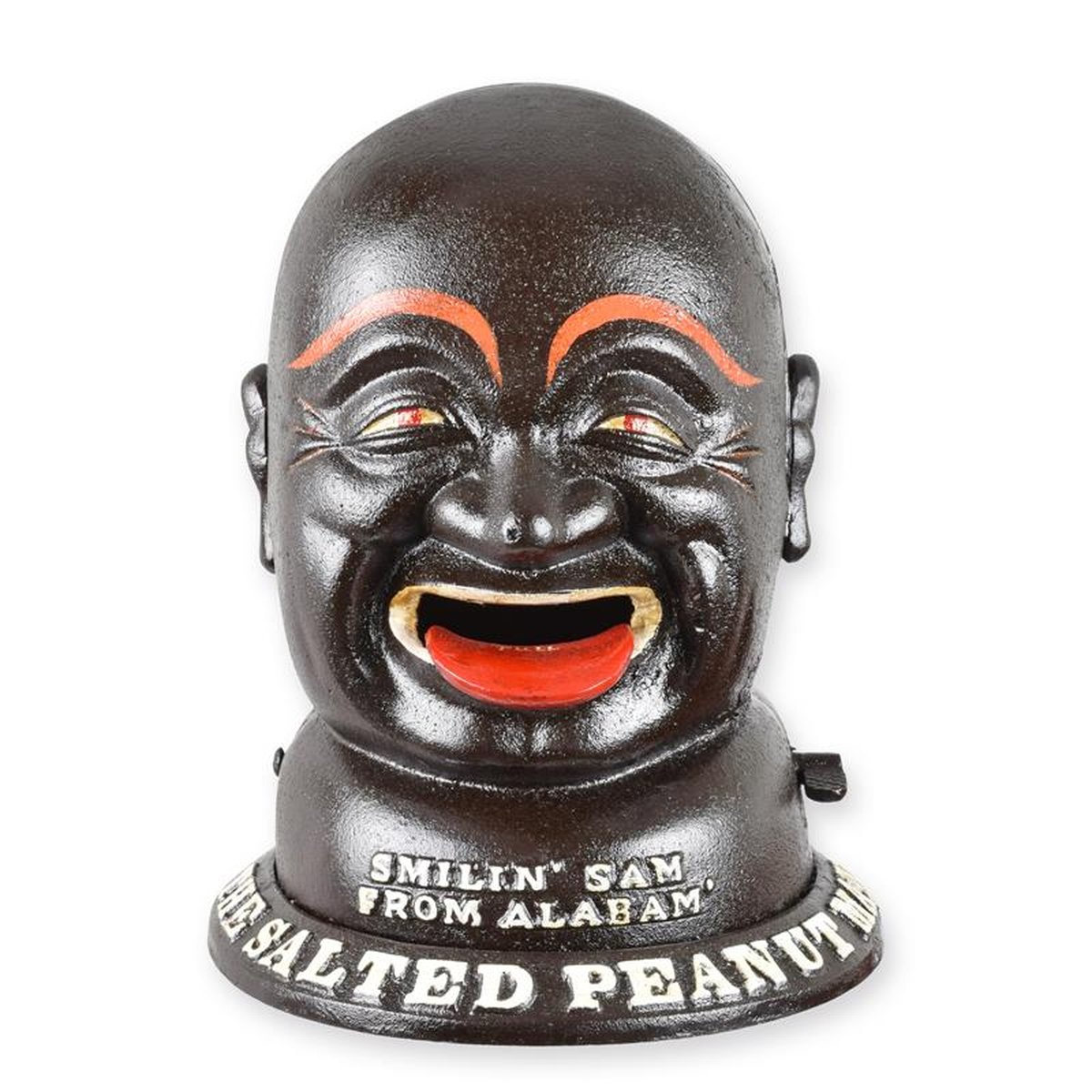 A CAST IRON SMILIN' SAM MECHANICAL BANK - XL