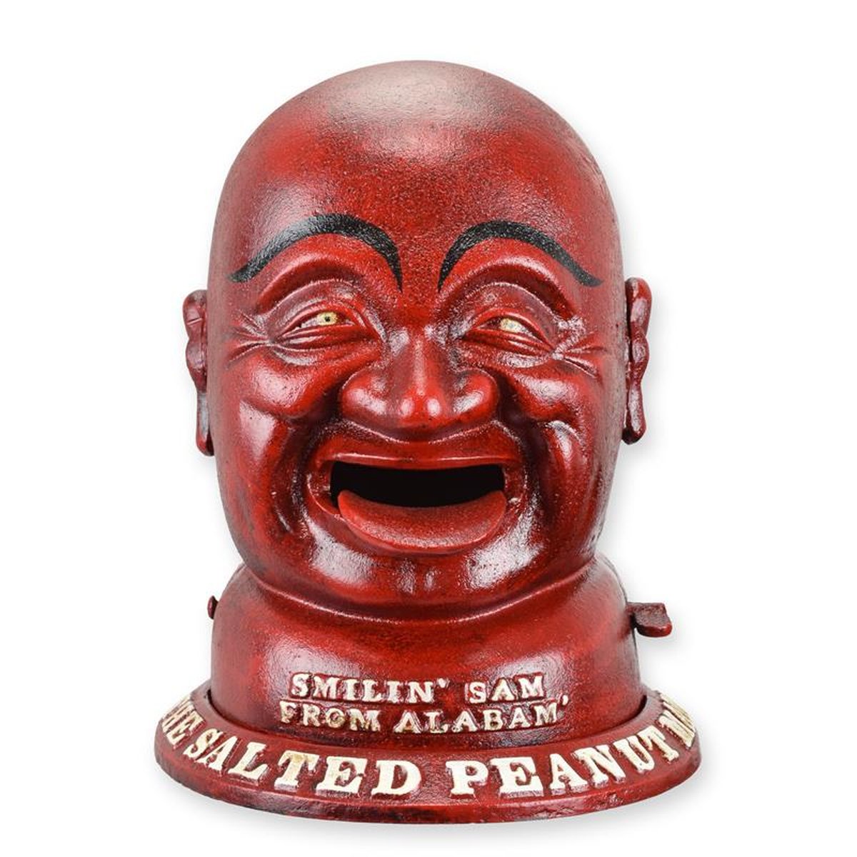 A CAST IRON SMILIN' SAM MECHANICAL BANK - XL
