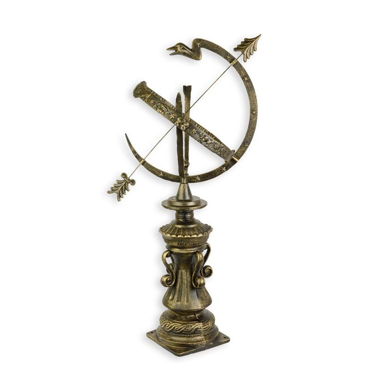 A CAST IRON SUNDIAL ON BASE