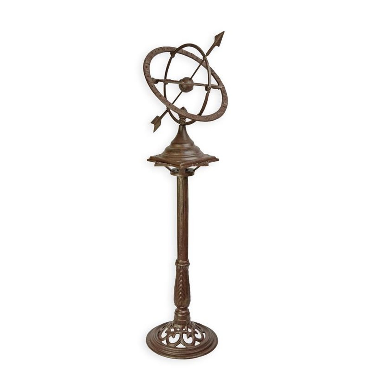 A CAST IRON SUNDIAL ON STAND