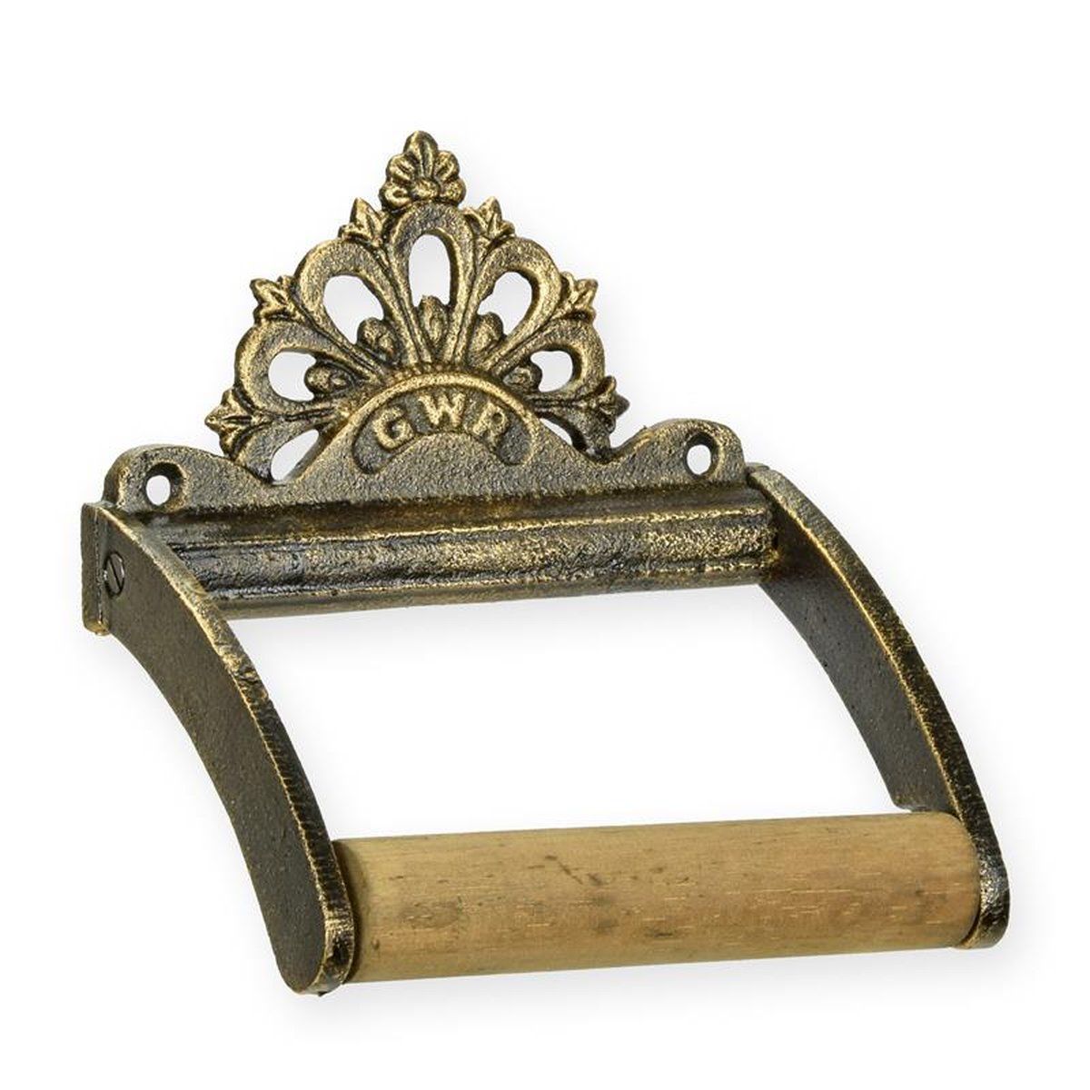 A CAST IRON TOILET PAPER HOLDER