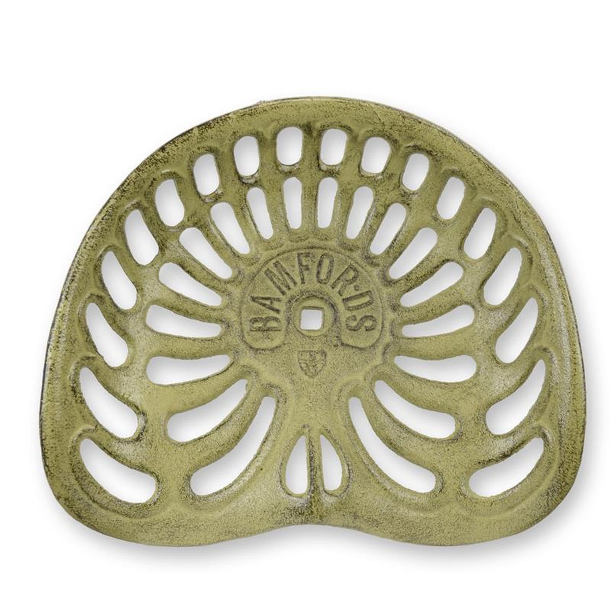 A CAST IRON TRACTOR SEAT, BROWN