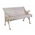 A CAST IRON TWO SEATER GARDEN BENCH (ASSEMBLED)