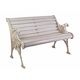A CAST IRON TWO SEATER GARDEN BENCH (ASSEMBLED)