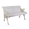 A CAST IRON TWO SEATER GARDEN BENCH