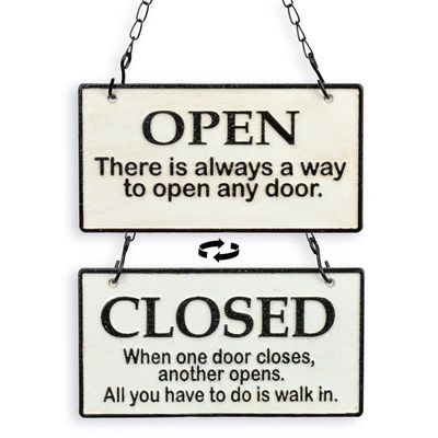 A CAST IRON TWO-SIDED OPEN & CLOSED" PLAQUE"