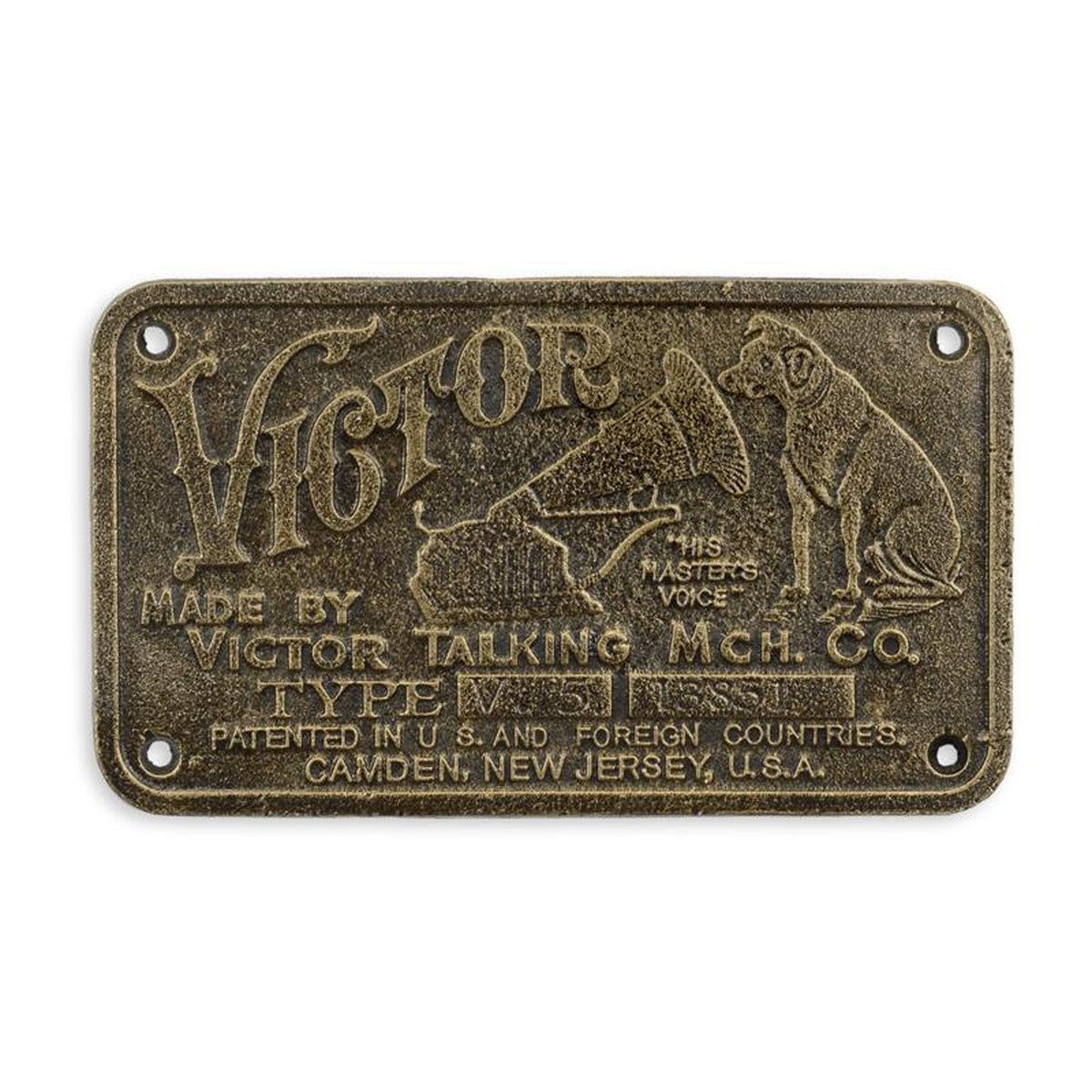 A CAST IRON VICTOR TALKING MCH CO." PLAQUE"