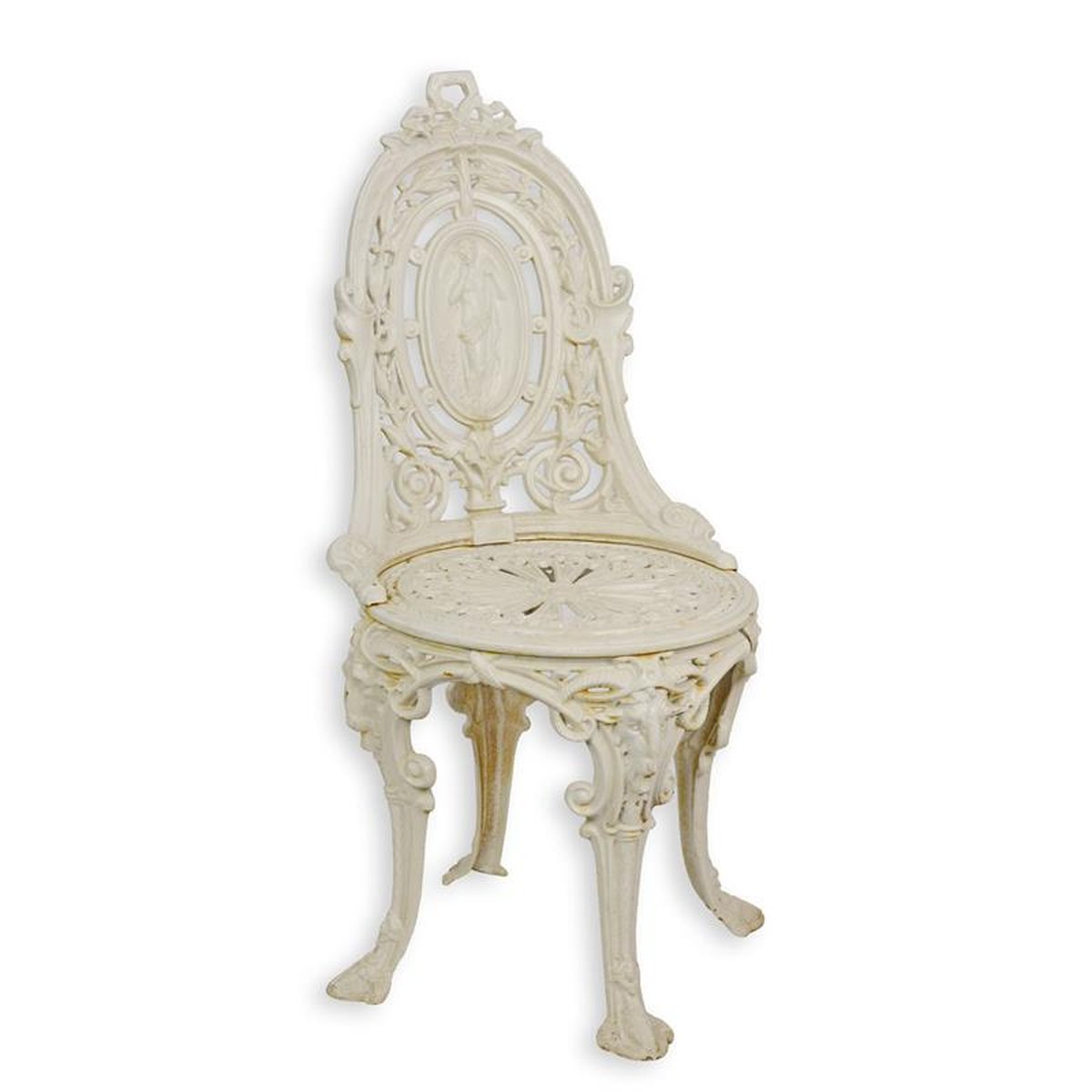 A CAST IRON VICTORIAN STYLE GARDEN CHAIR