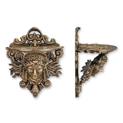 A CAST IRON WALL CONSOLE - BRONZE LOOK