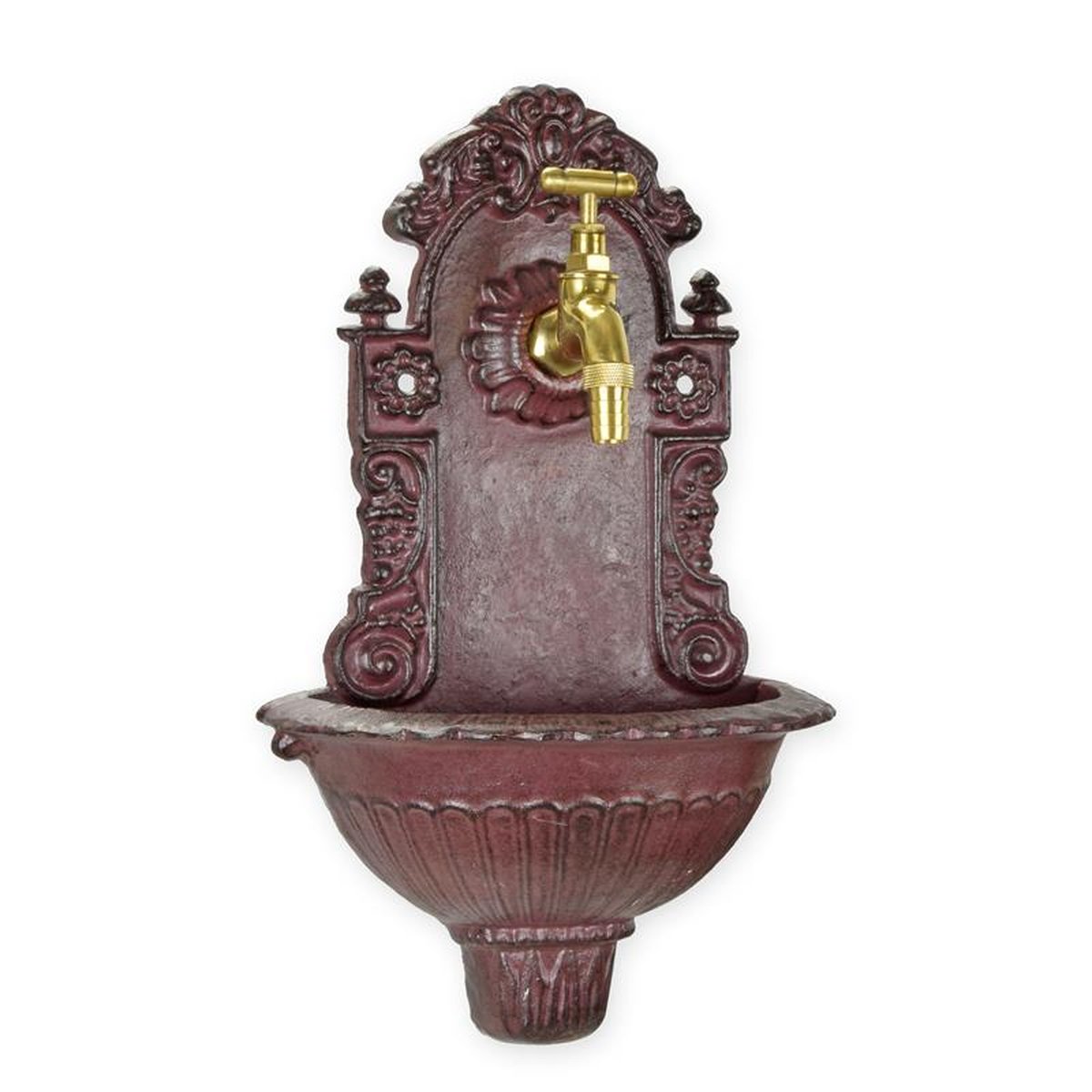 A CAST IRON WALL FOUNTAIN