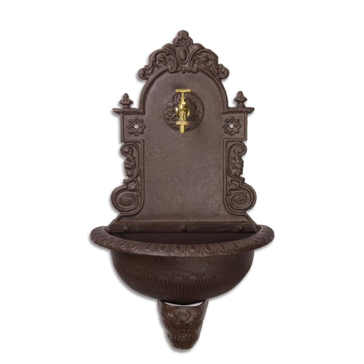 A CAST IRON WALL FOUNTAIN