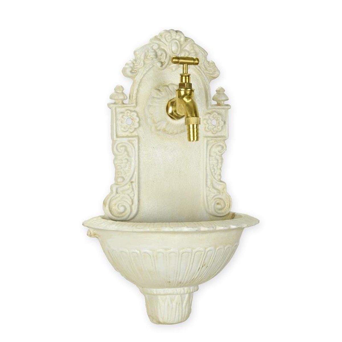 A CAST IRON WALL FOUNTAIN