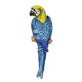 A CAST IRON WALL MOUNT BLUE AND YELLOW MACAW