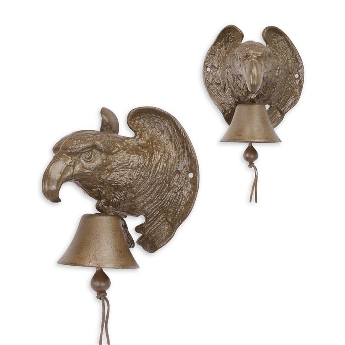 A CAST IRON WALL MOUNT EAGLE HEAD BELL