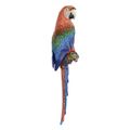 A CAST IRON WALL MOUNT RED AND BLUE MACAW