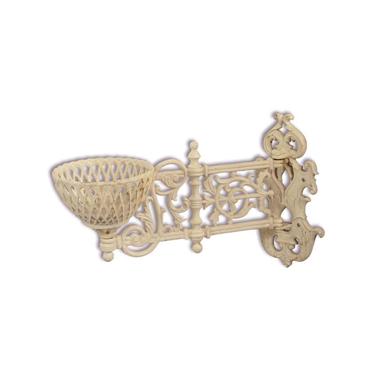 A CAST IRON WALL MOUNT SWING ARM PLANTER