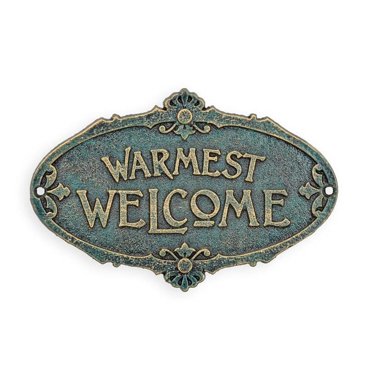 A CAST IRON WARMEST WELCOME" PLAQUE"