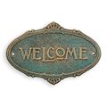 A CAST IRON WELCOME" PLAQUE - GREEN & GOLD"