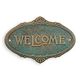 A CAST IRON WELCOME" PLAQUE - GREEN & GOLD"