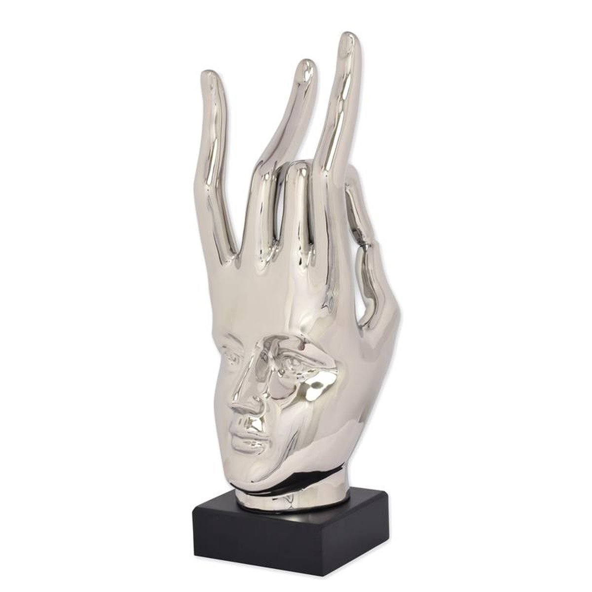 A CERAMIC FIGURINE OF A HAND-MASK