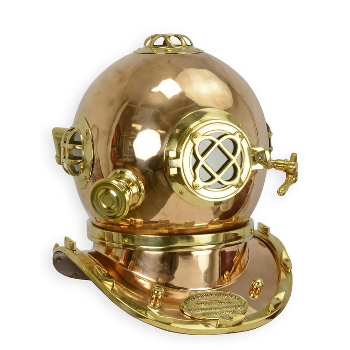 A COPPER AND BRASS DIVING HELMET - COPPER FINISH