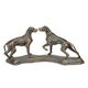 A CST IRON FIGURINE OF TWO HOUNDS MOUNTED ON BASE