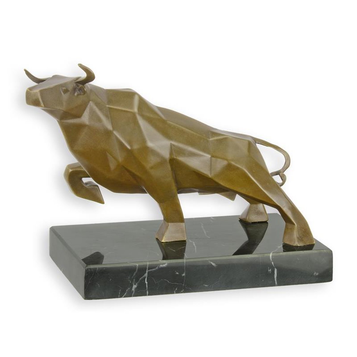 A CUBIST BRONZE SCULPTURE OF A BULL