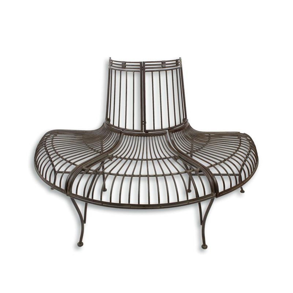A DEMI ROUND IRON TREE BENCH - BROWN