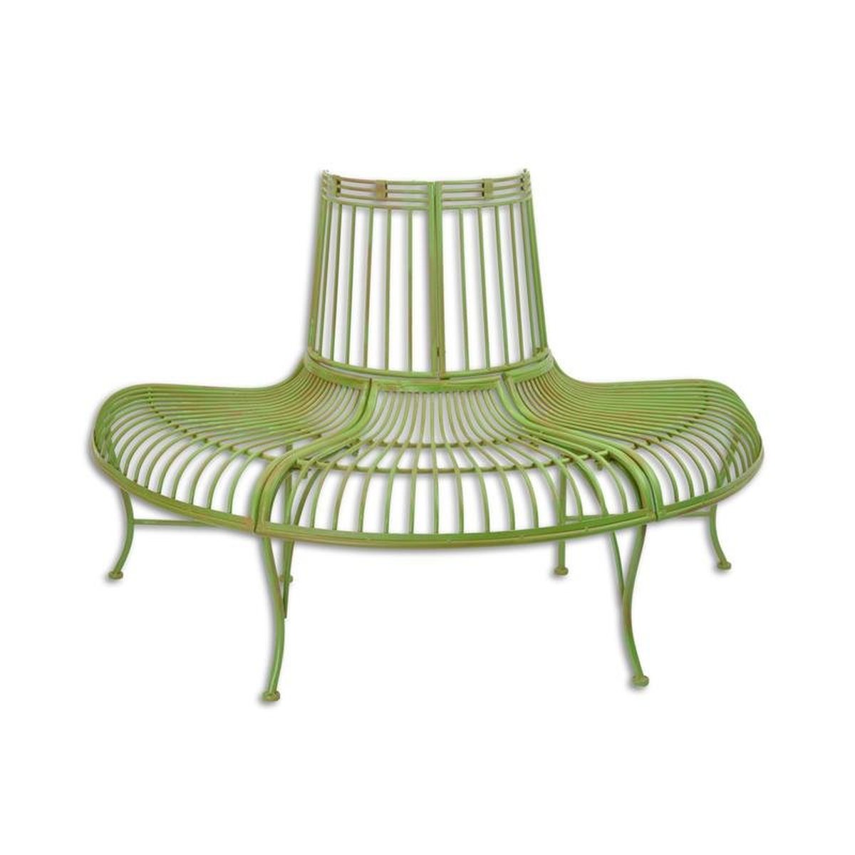 A Demi Round Iron Tree Bench - Green