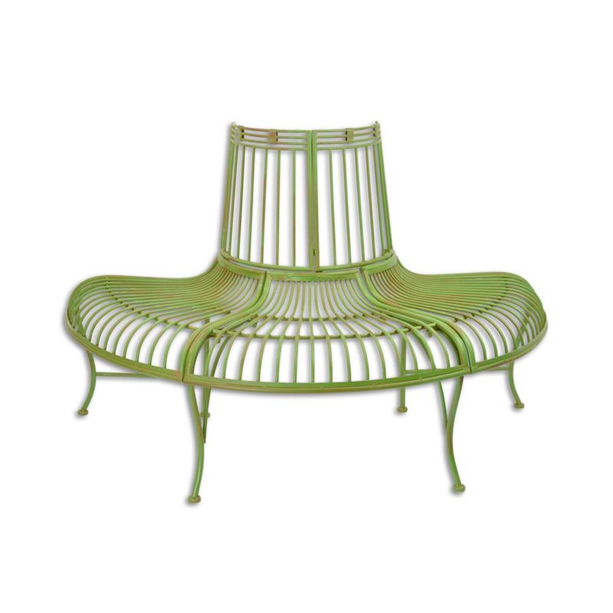 A DEMI ROUND IRON TREE BENCH - GREEN
