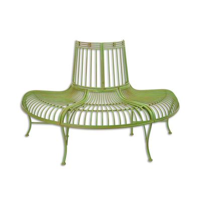 A DEMI ROUND IRON TREE BENCH - GREEN