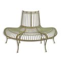 A DEMI ROUND IRON TREE BENCH - REDDISH GREEN