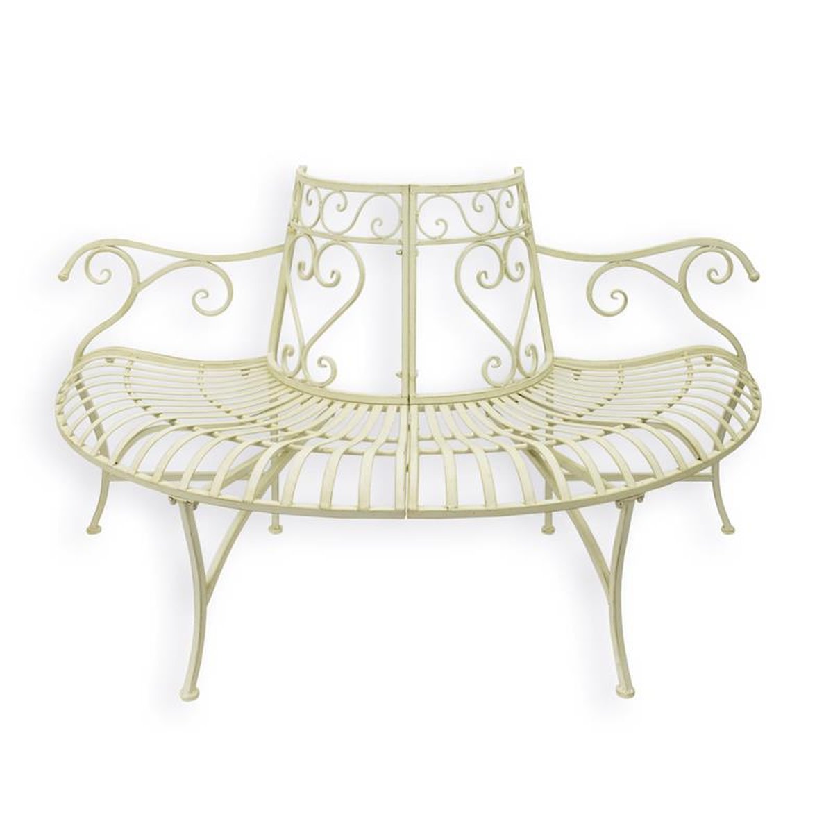 A DEMI ROUND IRON TREE BENCH - WHITE
