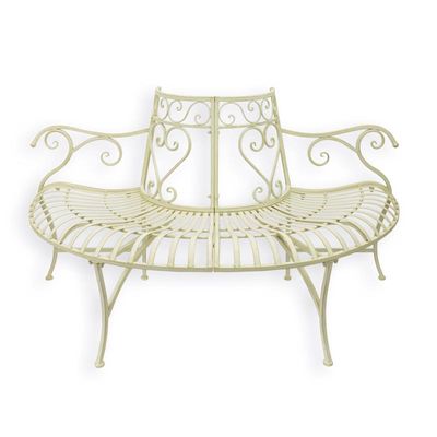 A DEMI ROUND IRON TREE BENCH - WHITE