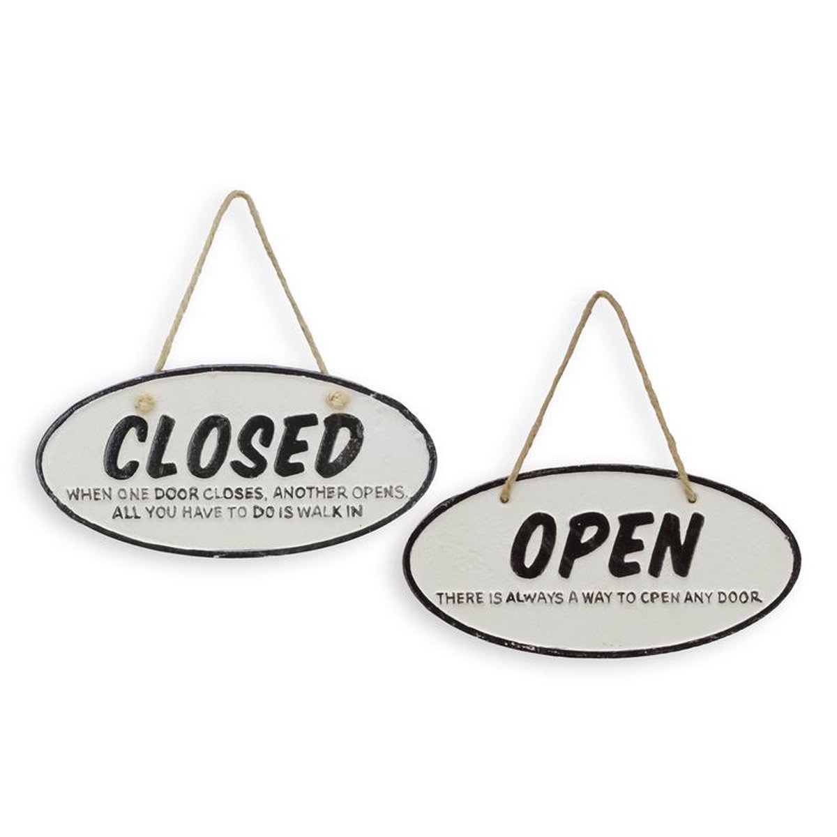 A DOUBLE SIDED CAST IRON OPEN & CLOSED" SIGN"