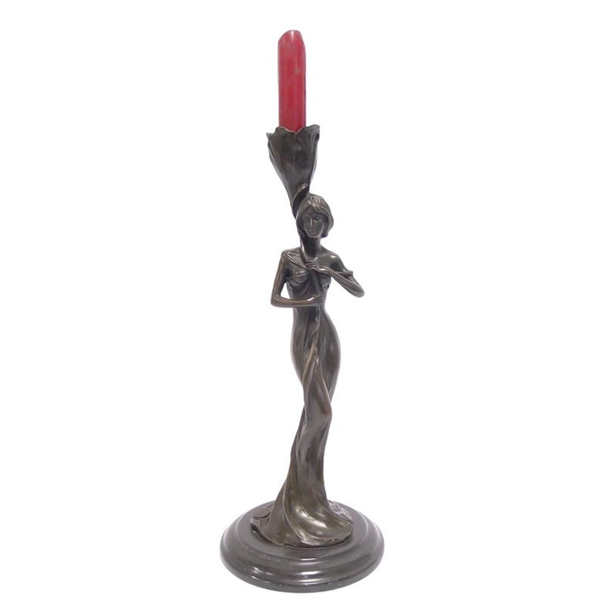 A FIGURAL BRONZE CANDLESTICK